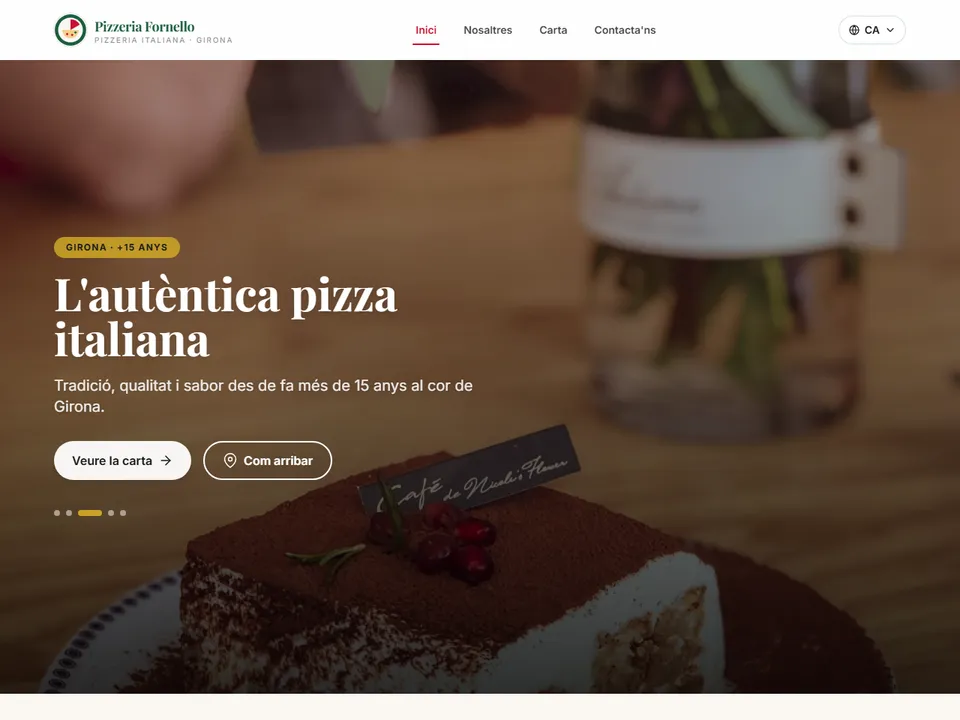 Pizzeria Fornello, Pizzería — Next.js + panel — demo web de Espurna Studio
